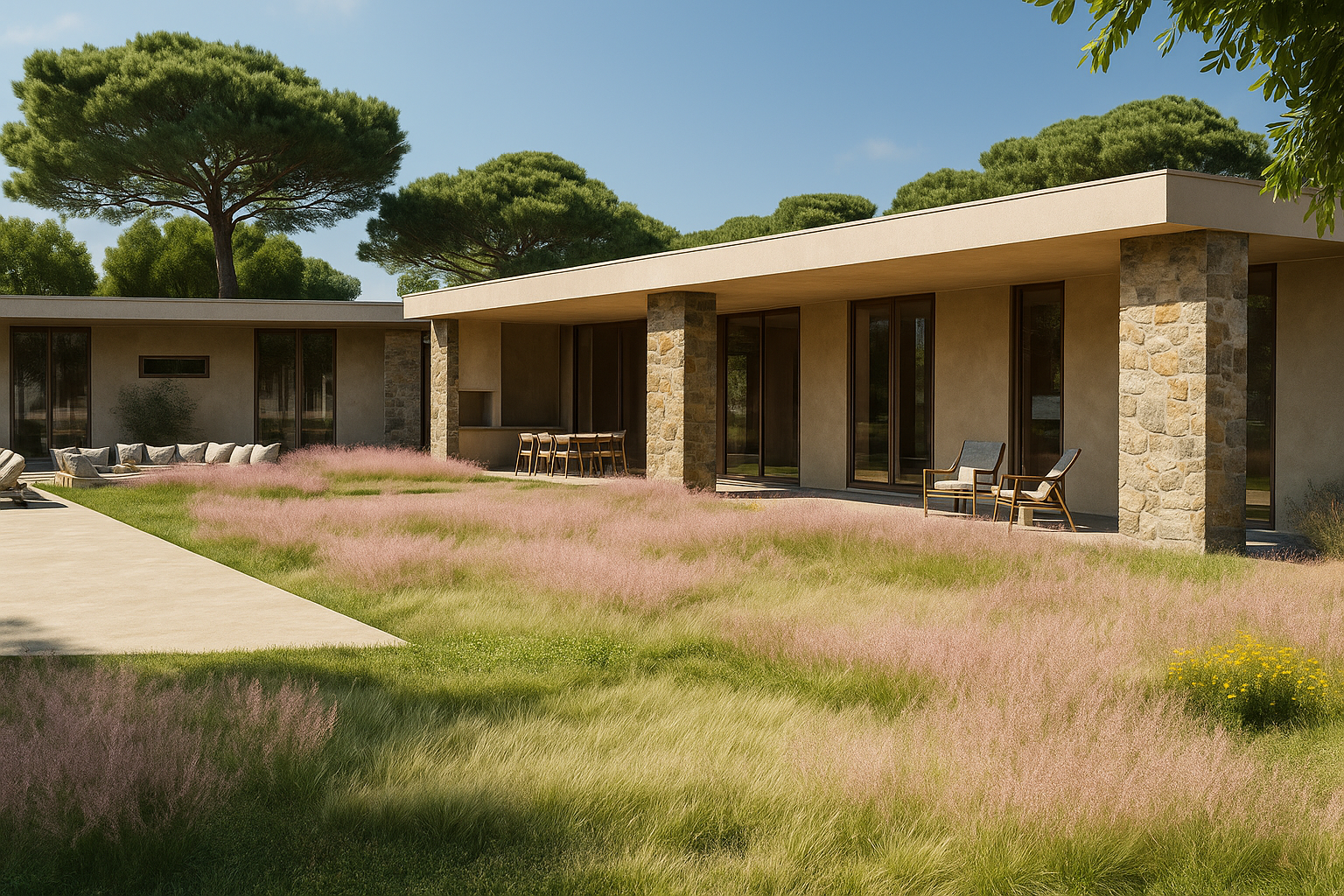 Construção de habitação e piscina