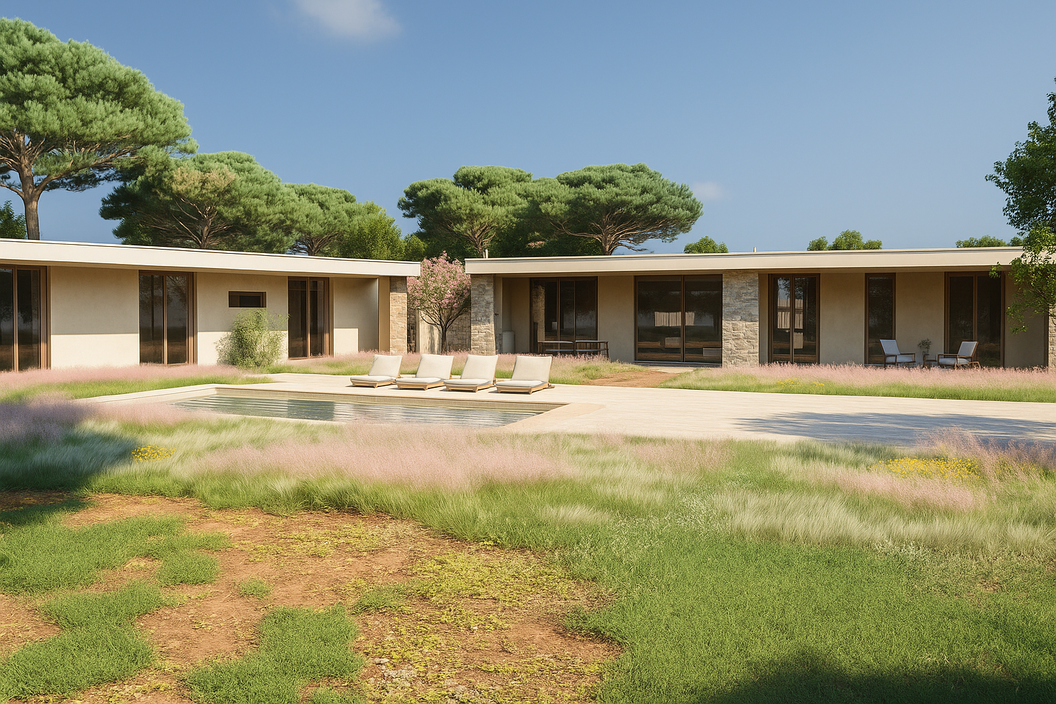 Construção de habitação e piscina