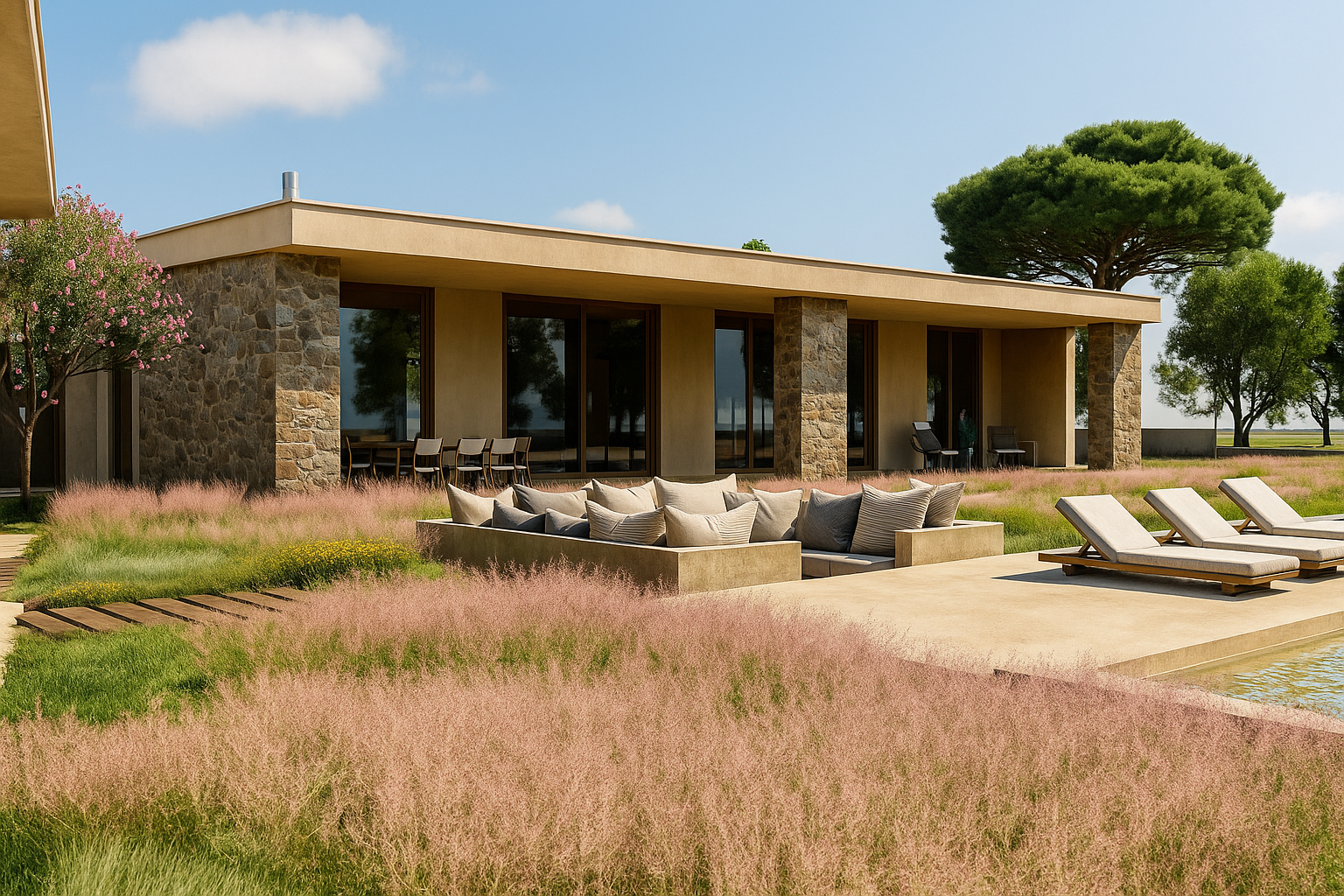 Construção de habitação e piscina