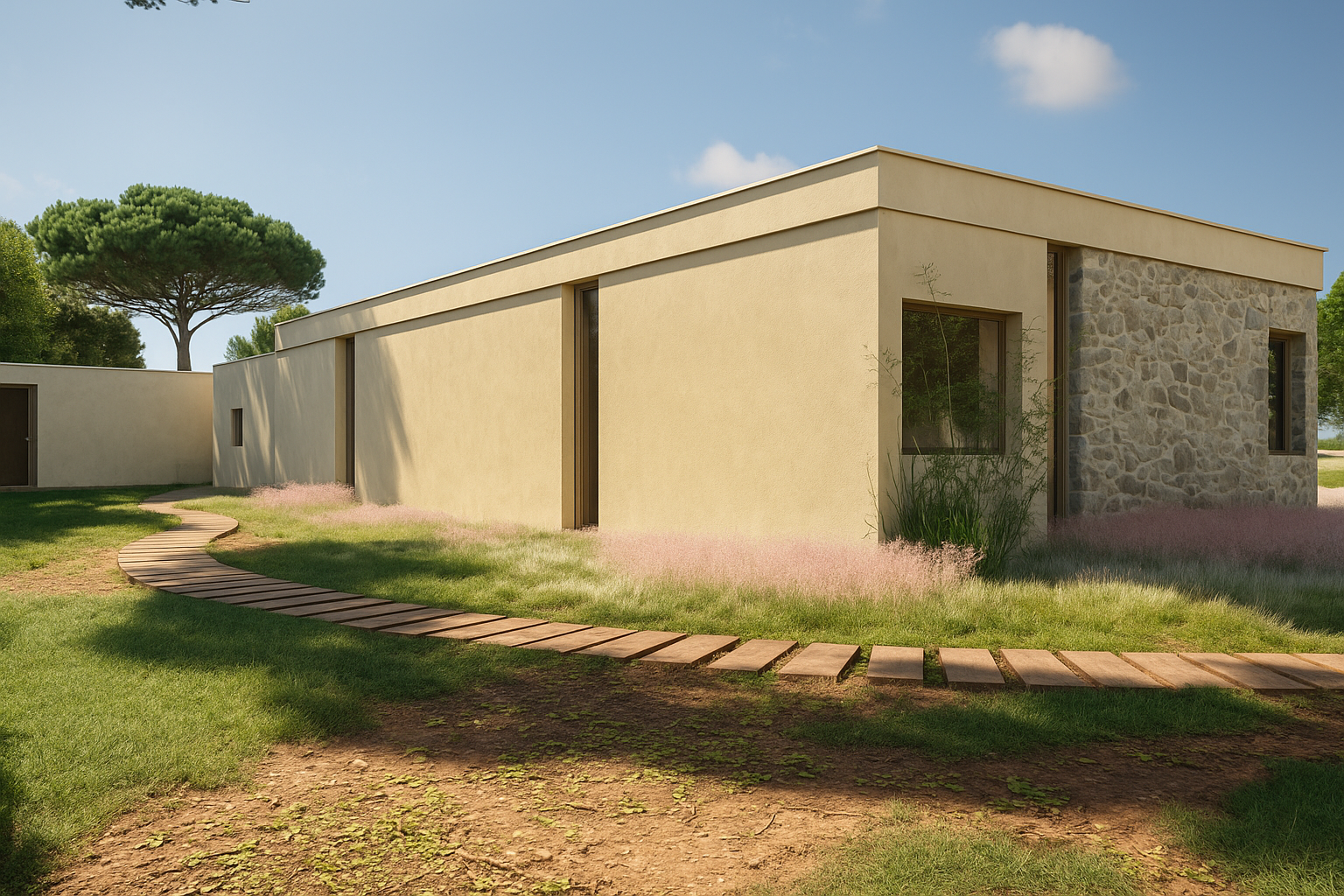 Construção de habitação e piscina