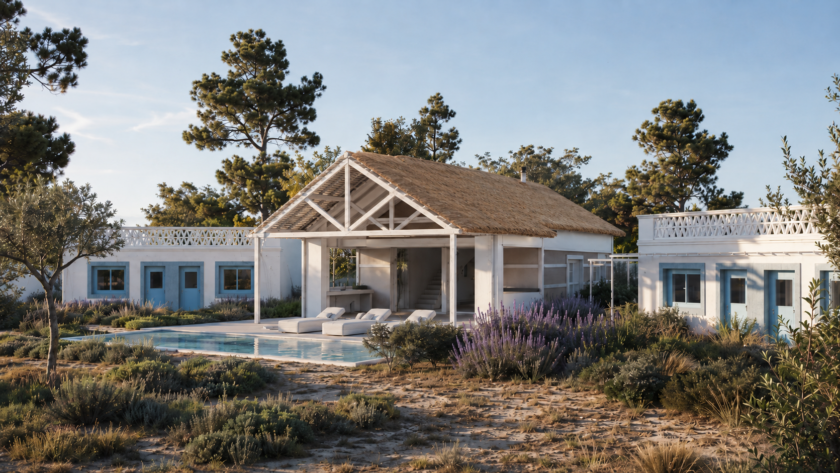 Construção de habitação e piscina